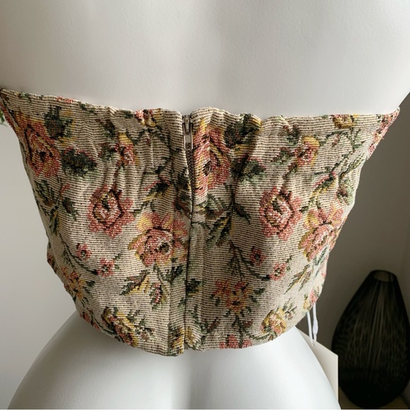 Floral Tapestry Strapless Corset Top Vintage Bustier NWT - Picture 6 of 8